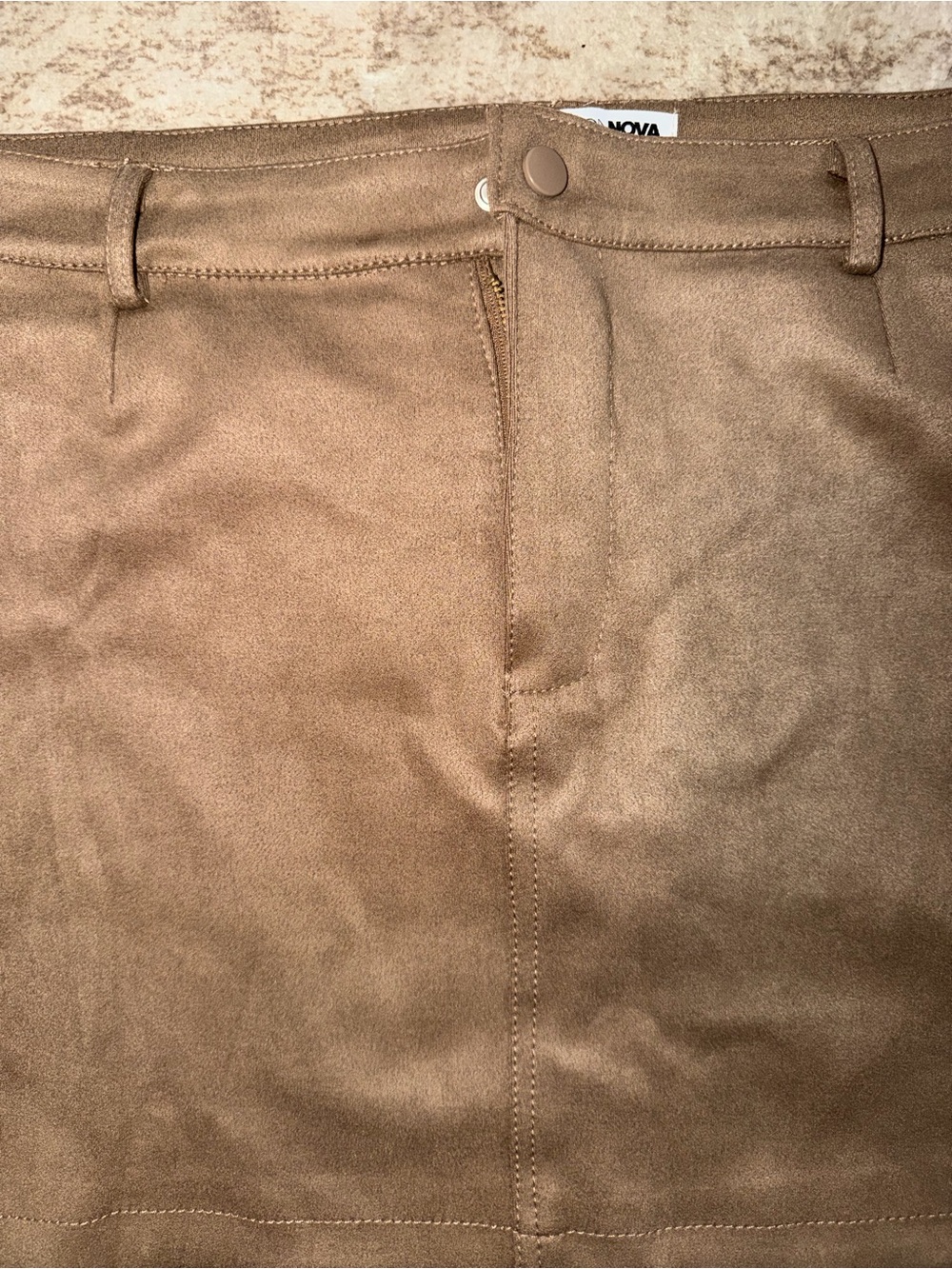 Fashion Nova Brown Fringe-Trim Suede Mini Skirt SET - Picture 2 of 8